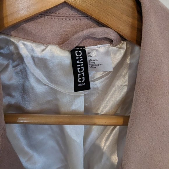 NWOT Faux Suede Moto Jacket in Mauve with satin lining- L - Picture 2 of 5